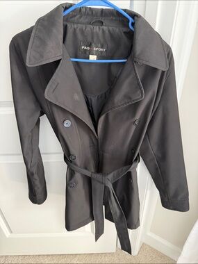 Women's Black Double-Breasted Trench Coat
